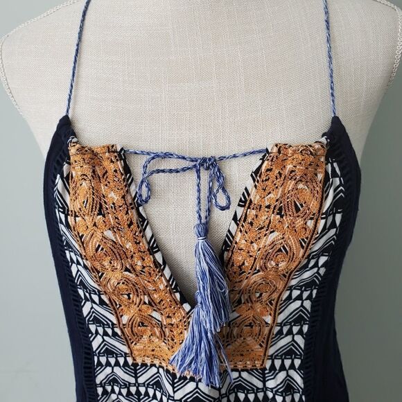THML Women’s Boho Embroidered Fully Lined Spagetti Strap Dress Size Small - Picture 2 of 6